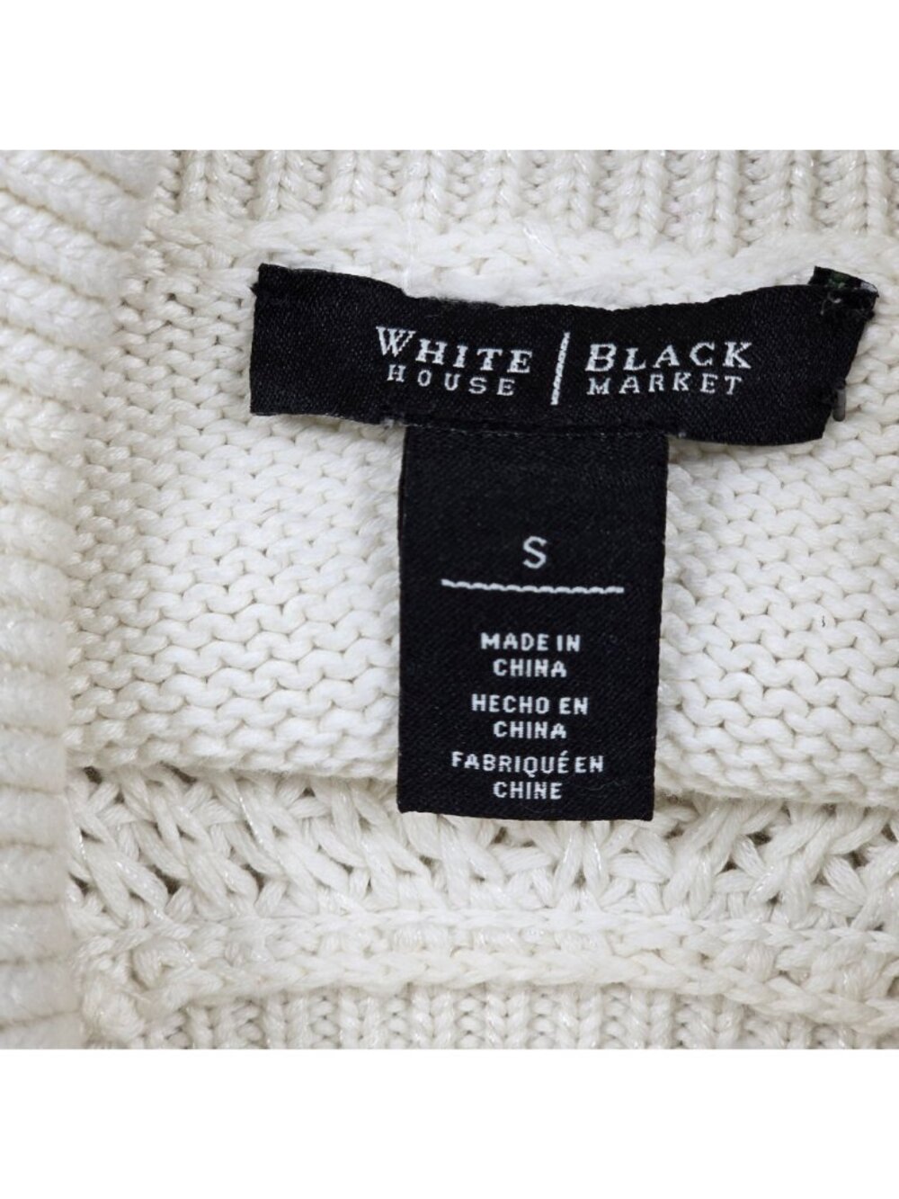 White House Black Market Womens S Ivory Knit Turtleneck Sweater - Picture 2 of 4